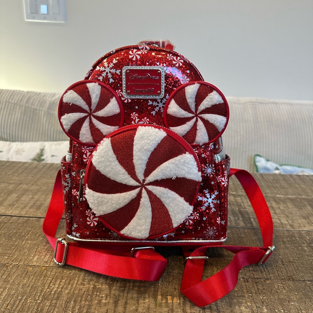 Mickey Mouse Icon Peppermint Swirl Loungefly Mini Backpack Brand New